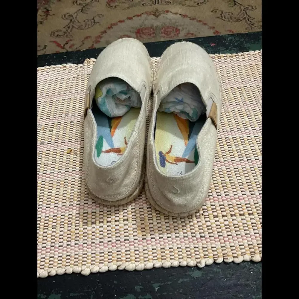 Olukai Kaula Pa’a Kapa Women’s Espadrilles Linen Slip ons Size 9